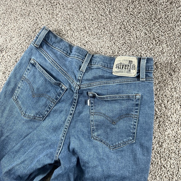Levis Silver Tab Mom Jeans Womens 30‎ (Fits 28x25) High Rise Stretch Baggy Denim - Picture 14 of 16